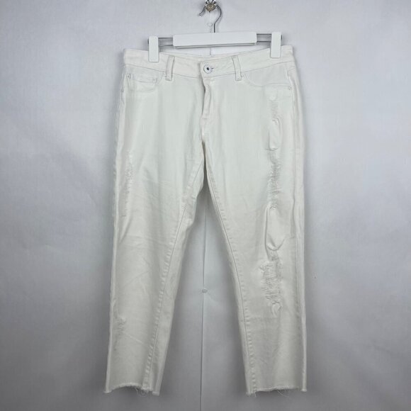 DL 1961 White Riley Cropped Boyfriend Jeans Size 27 - Picture 1 of 14